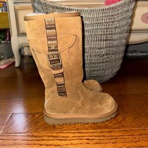 Girls Uggs Sherpa Warm Winter Boots Leather Tall Toddler Kids Slip On Booties